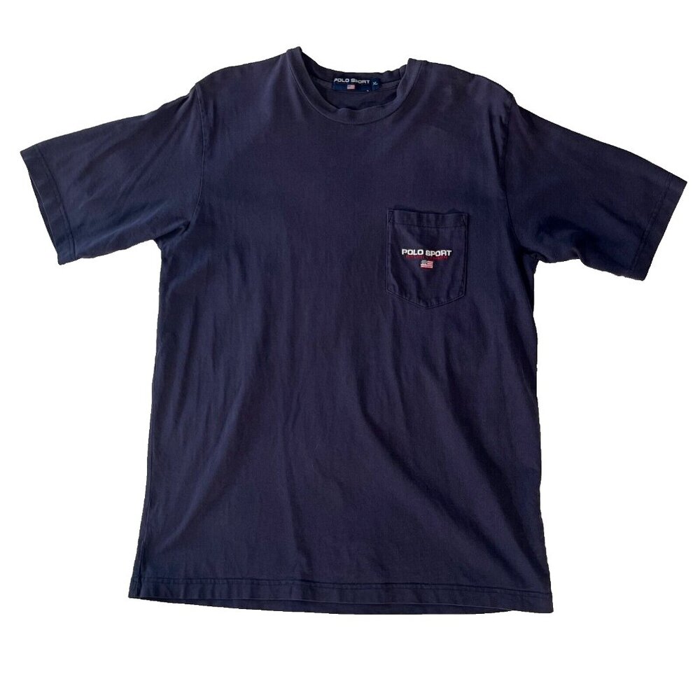 POLO SPORT T Shirt Vintage Pocket Tee Blue Navy Men's 00s Y2K XL Ralph Lauren